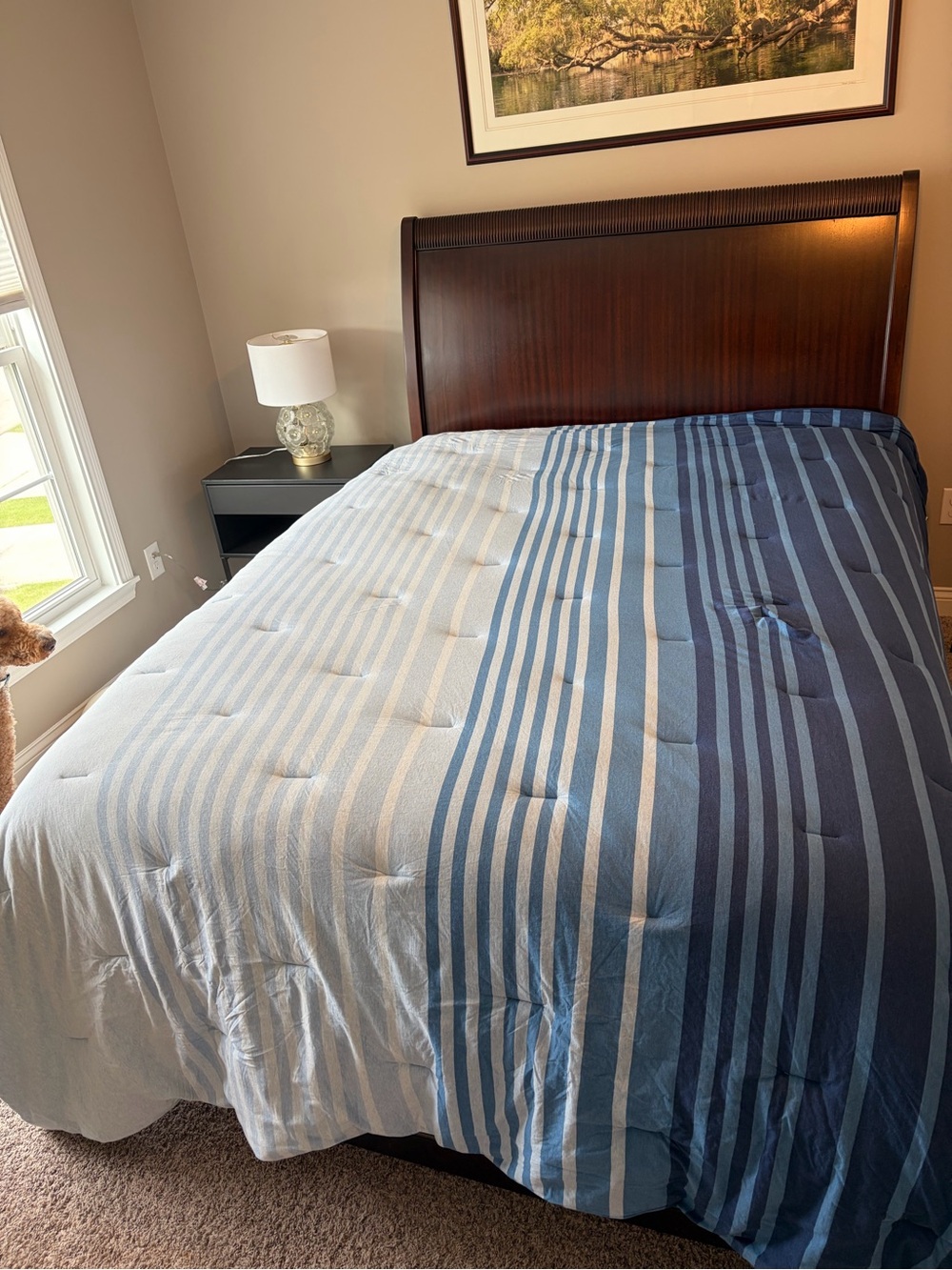 Striped Blue Comforter Set - Navy and Light Blue